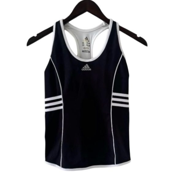 adidas Black and White Climacool Athletic Racerback Tank Top with Built in Bra - Picture 6 of 6
